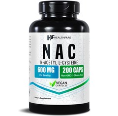 HealthFare N-Acetyl L-Cysteine (NAC) 600mg, 200 Capsules – Non-GMO