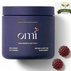 OMI Peptides Hair Growth Gummies for Women – Wild Berry Flavor, 60 Ct