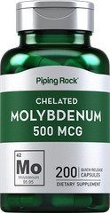 Molybdenum Supplement | 500 mcg | 200 Capsules | Non-GMO | by Piping Rock