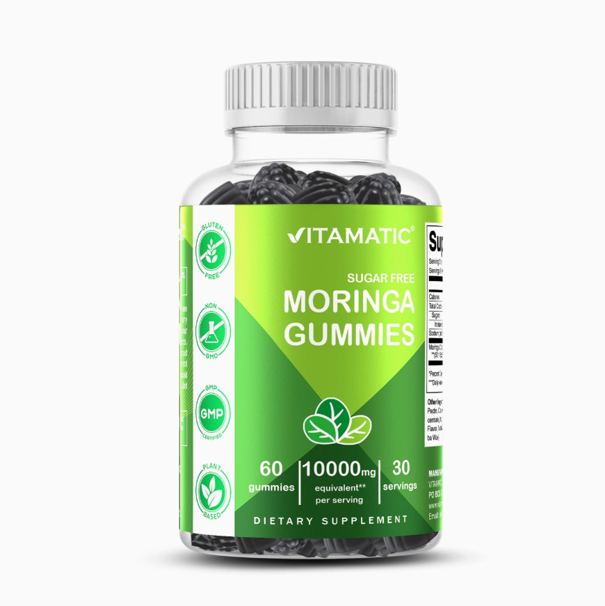 Vitamatic Sugar Free Moringa Gummies 10000 mg 60 Pectin Based Gummies