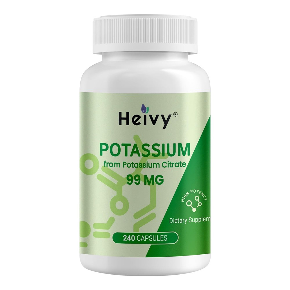 Heivy Potassium Citrate 99mg, 240 Capsules – Vegan, 240 Count (Pack of 1)