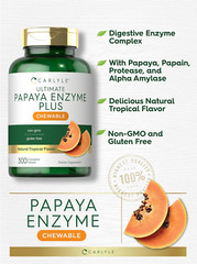 Papaya Enzyme Chewable Tablets Vegetarian, Non-Gmo, Gluten Free Formula Tropical