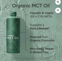 X2 – 32 Oz = 64 Oz MCT Oil Organic Coconuts C8 + C10 Sports Research Exp 2028
