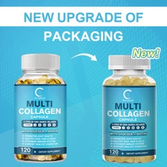 Multi Collagen Peptides-120 Capsules-Type I,II,III,V,X Anti-Aging Collagen Caps