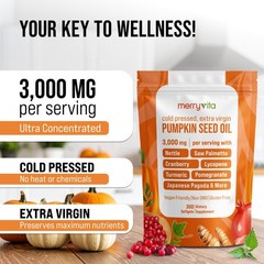 Pumpkin Seed Oil with Saw Palmetto, Turmeric, Nettle & More | 3000mg Per Serv…