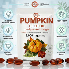 Pumpkin Seed Oil 4000mg Softgels | Cold Pressed Virgin | Saw Palmetto | 300 Coun