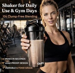 NEW QuiFit 2-Pack 28oz Protein Shaker Bottles, Leak Proof, Dishwasher Safe