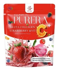 4X Purera Gluta Collagen Strawberry Vit C Dietary Powder Drink Nourish Skin