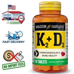 Vitamina K2 + D3 y Calcio | Suministro para 100 Días | 100 Tabletas