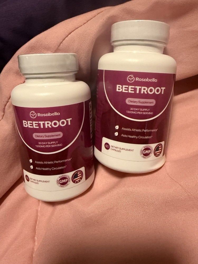 Rosabella Beetroot Dietary Supplement Capsules 60 GMP 1300mg 2-Pack