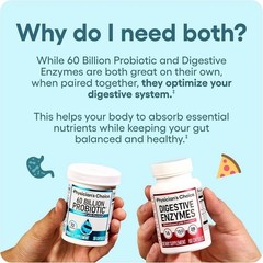 Choice 60 Digestive Probiotic & Billion Enzymes Digestive Health STEAMING Physic