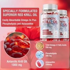 Antarctic Krill Oil 2000mg – Omega 3 EPA, DHA,Astaxanthin- Joints & Heart Health