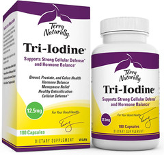 Terry Naturally Tri-Iodine 12.5mg, 180 Vegan Capsules Non-Gmo Gluten-Free Kosher