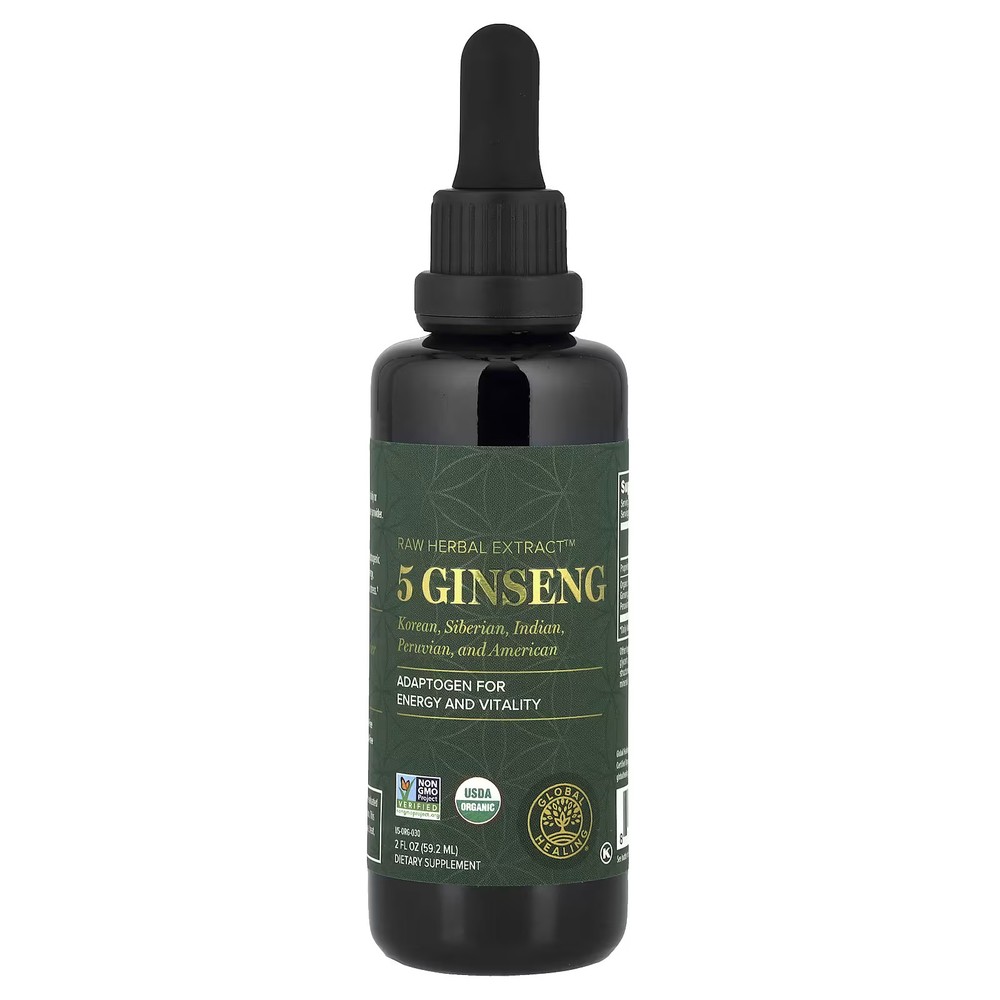 2 X Global Healing, Raw Herbal Extract�, 5 Ginseng, 2 fl oz (59.2 ml)