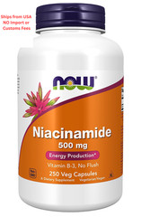 NOW Foods, Niacinamide (Vitamin B-3) 500 mg, Energy 250 Count (Pack of 1)