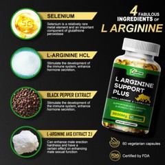 L-Arginine 120 Nitric Oxide,Testosterone Booster,Energy Support Capsules 3000 mg