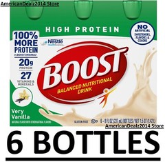 BOOST High Protein Nutritional Drink, Very Vanilla 8 fl. oz CHOOSE 6 or 24 Count