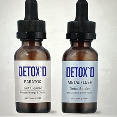 Detox’D Paratox Gut Cleanse + Metal Flush Detox Binder Drops 30mL 2-Pack