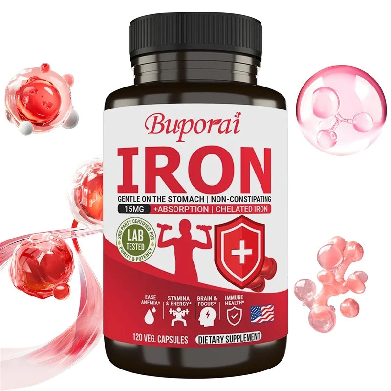 Iron Supplements 120pcs, Increase Energy, Reduce Fatigue, Improve Brain Health