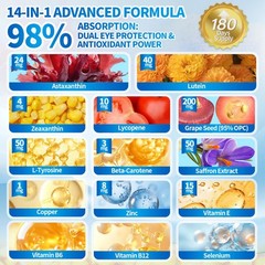 VivoNu 14-in-1 Astaxanthin 24mg & Lutein 40mg with Zeaxanthin Supplements, 6 Mon