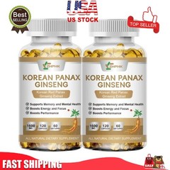 240 Capsules Best Korean Red Panax Ginseng Extract 1600mg Extra Strength NON-GMO