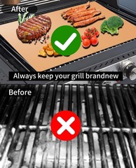 Copper Grill Mats for Outdoor Grill Set of 6 – Nonstick Reusable Barbecue Mat…