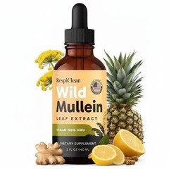 RespiClear Wild Mullein Leaf Extract Liquid Drops Vegan Lemon Non-GMO 2 fl oz