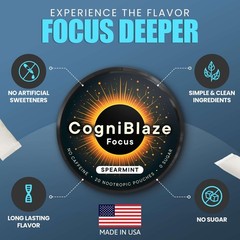 Caffeine-Free Nootropic Pouches – 80 Focus & Clarity Pouches, Spearmint Flavor,