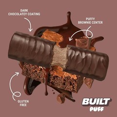 BUILT Puff Protein Bar, Brownie Batter, 17g Protein, Collagen, 140 calories, 4 c