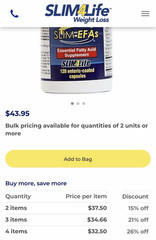 Slim4Life SLIM-EFAs Essential Fatty Acid Weight Loss Supplement 120 Capsules