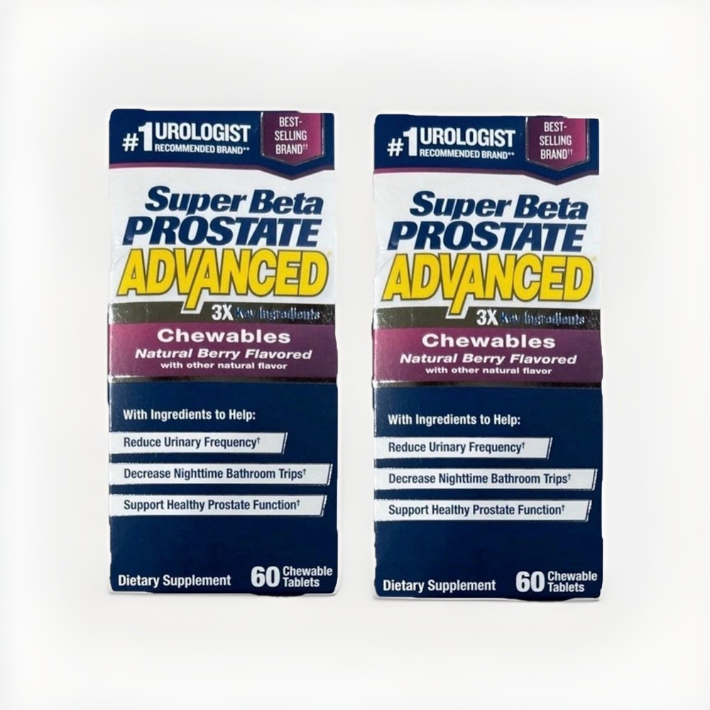 2x Super Beta Prostate Advanced Natural Berry Chewables 120 Tablets
