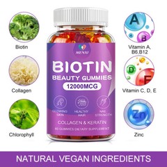 Biotin & Collagen Gummy 12000Mcg MultiVitamins for Hair, Skin, and Nails Health