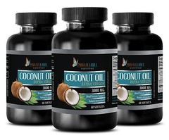 Organic Coconut Oil for Skin 3000mg Extra Virgin Non-GMO 3 Bottles, 180 Softgels
