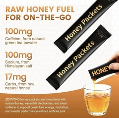 Organic Honey Energy Packets with Green Tea, Himalayan Salt & Lion’s Mane – 20 P