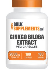 BulkSupplements Ginkgo Biloba Extract Capsules – 2000 mg Equivalent Per Serving