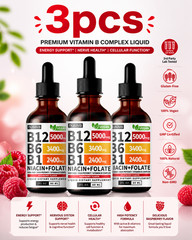 NUSAVA Vitamin B12 Drops – 3 Pack – 5000mcg – Raspberry – 80 Servings