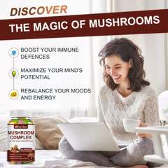 Mushroom Gummies Supplement 2500mg 10 Mushrooms Blend Reishi, Lions Mane US SHIP