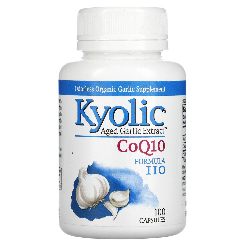 Wakunaga – Kyolic Aged Garlic Extract CoQ10 Formula 110 100 Capsules Dairy-Free,