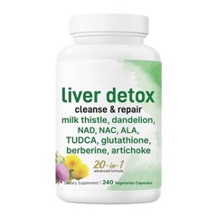 Liver Detox – 60 Veggie Capsules|20-in-1 Advanced Complex Liver Cleanse & Repair