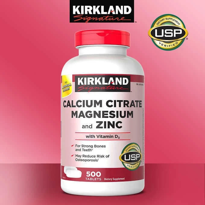 Kirkland Calcium Citrate 500 mg Magnesium and Zinc Vitamin D3 500 Tablets