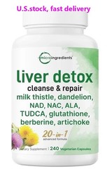 Liver Detox 240 Veggie Capsules 20-in-1 Advanced Complex Liver Cleanse & Repair