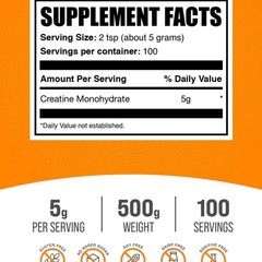 BulkSupplements Creatine Monohydrate (Micronized) Powder – 5g per Serving -500g