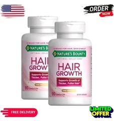 (2 PACK ) Nature’s Bounty Hair Growth Supplement 90 Capsules Strong Healthy Hair