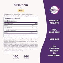 Natrol Kids Melatonin Gummies 1mg Raspberry 140 Count