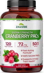 Zazzee Cranberry PACs 72 mg PACs per Capsule 2X Strength 100% Soluble 120 Veg…