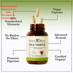 Herbal Roots Milk Thistle Capsules | Extra Strength 80% 60 Count (Pack of 1)