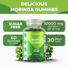 Vitamatic Sugar Free Moringa Gummies 10000 mg 60 Pectin Based Gummies