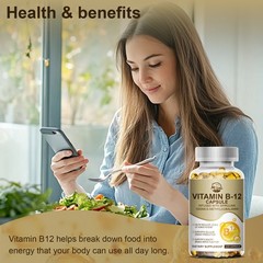 Vitamin B-12 Complex Capsules Energy Support Health Brain Nervous System Pills