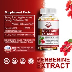 Premium Berberine HCL Extract 1200mg Healthy Cholesterol Anti-inflammatory