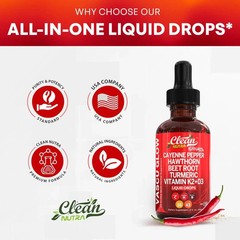 Clean Pepper Cayenne Nutra Dietary Supplement Liquid Drops + Hawthorn Berry